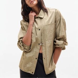 Athleta Luna Oversized Adjustable Hem Shirt Brownstone Beige NEW S